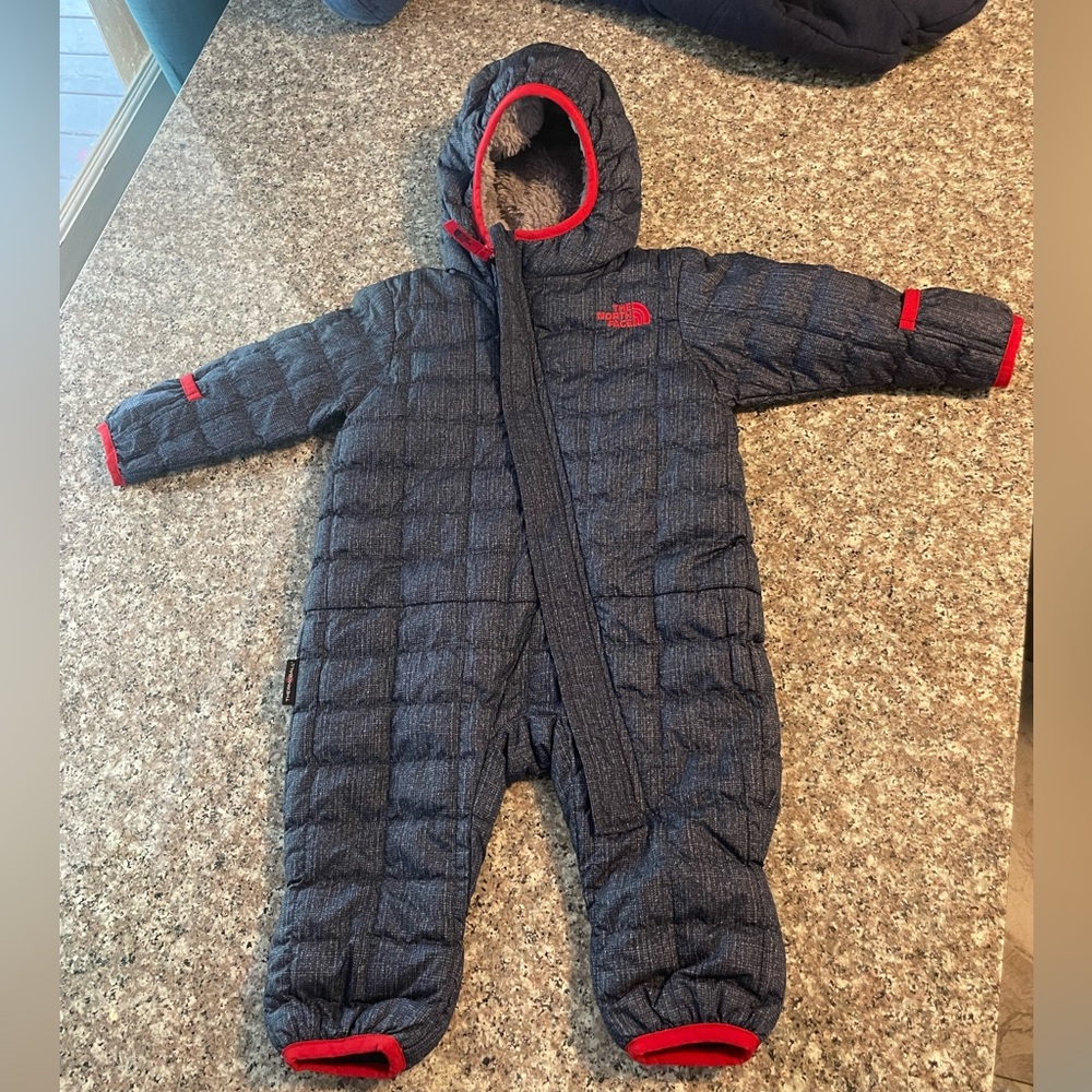 Blue puffer winter snow suit for baby/ snow coat/ Bunting baby size 3-6 months